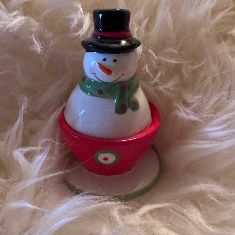 Festive Snowman Holiday Salt and Pepper Shakers with Red and Green Accents